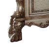 Wooden Nightstand with Two Drawers, Gold & Bone White