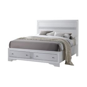 Classy Queen Size Bed With Storage, White