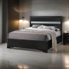 Wooden Twin Size bed with Bracket Legs and Crystal Accented Headboard, Black