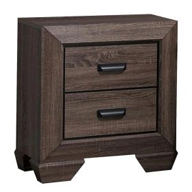 Two Drawer Nightstand With Scalloped Feet In Weathered Gray Grain Finish