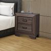 Two Drawer Nightstand With Scalloped Feet In Weathered Gray Grain Finish
