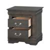 Traditional Style Wooden Nightstand with Two Drawers and Metal Handles, Dark Gray