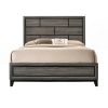 Transitional Style Wooden Queen Size Bed with Brick Elements Panel Headboard