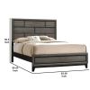 Transitional Style Wooden Queen Size Bed with Brick Elements Panel Headboard