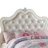 Pine Wood Twin Bed With Button Tufted Headboard, Pearl White