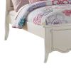 Pine Wood Twin Bed With Button Tufted Headboard, Pearl White