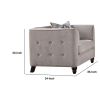 Fabric Upholstery Chair With Button Tufted Backrest And Sides, Light Gray