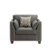 34 Inch Wide Nailhead Fabric Upholstered Accent Chair, Gray