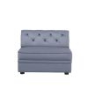 Traditional Style Velvet Modular Armless Chair with Tufting, Gray