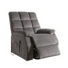 Contemporary Velvet and Metal Recliner with Power Lift, Gray