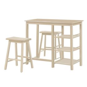 Spacious Counter Height Set, Off White, 3 Piece Pack