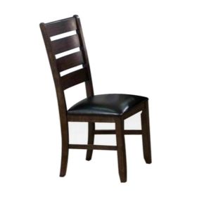 Ladder Back Wooden Side Chair with Leatherette seat