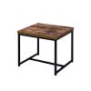 Contemporary Style Rectangular Wood and Metal End Table, Brown and Black