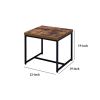 Contemporary Style Rectangular Wood and Metal End Table, Brown and Black