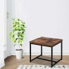 Contemporary Style Rectangular Wood and Metal End Table, Brown and Black