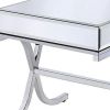 Contemporary Style Metal and Mirror Square End Table, Silver