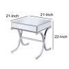 Contemporary Style Metal and Mirror Square End Table, Silver