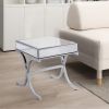 Contemporary Style Metal and Mirror Square End Table, Silver