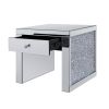 Wood and Mirror End Table with One Drawer, Clear