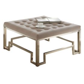 Modern Style Square Shaped Wood and Metal Cocktail Ottoman