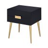 Denvor Square End Table with Drawers, Black & Gold