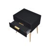 Denvor Square End Table with Drawers, Black & Gold