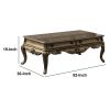 Wooden Rectangular Coffee Table with Cabriole Legs and Two Broad Drawers, Oak Brown