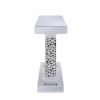 Wood and Mirror Console Table with Two Pedestal Base, Clear and Black