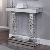 Wood and Mirror Console Table with Two Pedestal Base, Clear and Black