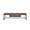 Rectangular Wood And Metal TV Stand With One Shelf, Brown And Black