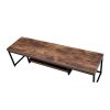 Rectangular Wood And Metal TV Stand With One Shelf, Brown And Black