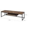 Rectangular Wood And Metal TV Stand With One Shelf, Brown And Black