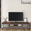 Rectangular Wood And Metal TV Stand With One Shelf, Brown And Black