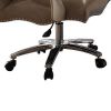 Leather Upholstered Executive Chair With Lift in Brown and Bone White Finish