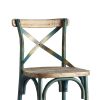 Wood & metal Bar Height Chair with X Style Panel back, Antique Sky Blue