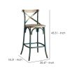 Wood & metal Bar Height Chair with X Style Panel back, Antique Sky Blue