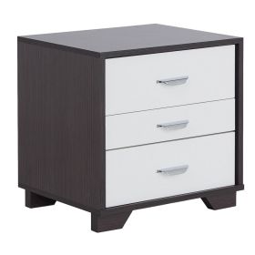 Classic 3 Drawers Wood Nightstand by Eloy — White & Black