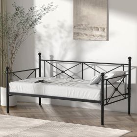 Twin size Classic Heavy Duty Metal Day Bed Frame in Black Finish