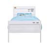 Industrial Style Metal Twin Size Bed with Straight Leg Support, White