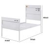 Industrial Style Metal Twin Size Bed with Straight Leg Support, White