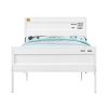 Industrial Style Metal Full Size Bed with Straight Leg Support, White