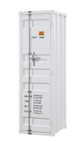 Industrial Style Metal Wardrobe with Recessed Door Front, White