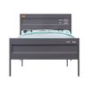 Industrial Style Metal Full Size Bed with Straight Leg Support, Gray