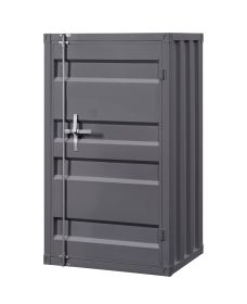 Industrial Style Metal Chest with Recessed Door Front, Gray