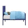 Industrial Style Metal Twin Size Bed with Straight Leg Support, Blue