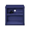 Metal Nightstand with 2 Open Compartment and USB Port, Blue