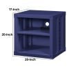 Metal Nightstand with 2 Open Compartment and USB Port, Blue