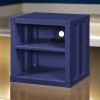 Metal Nightstand with 2 Open Compartment and USB Port, Blue