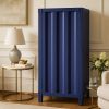 Industrial Style Metal Chest with Recessed Door Front, Blue
