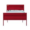 Industrial Style Metal Full Size Bed with Straight Leg Support, Red